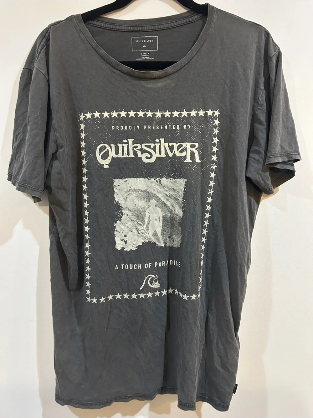 Vintage Quiksilver Oversized Men's Charcoal Gray Graphic Tee